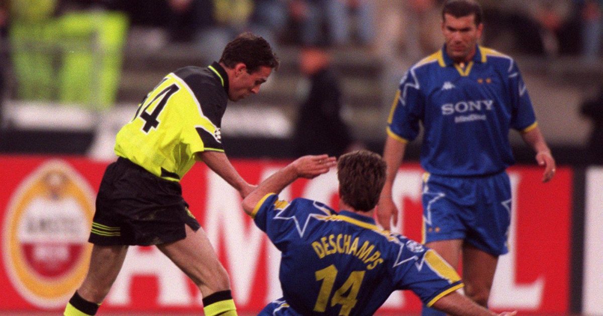 Borussia Dortmund 1997 Champions League final, Paul Lambert, Didier Deschamps, Olympiastadion, Munich, 28th May 1997