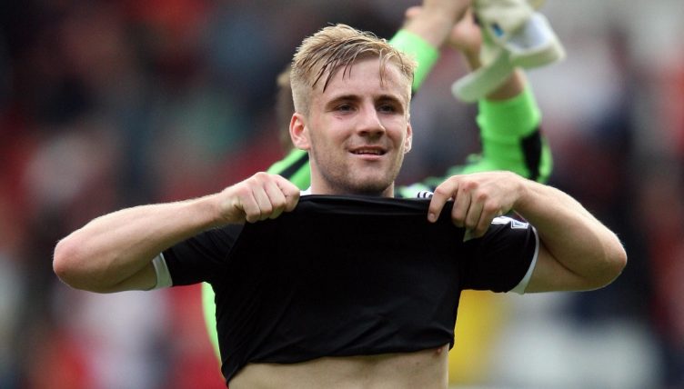 Southampton left-back Luke Shaw celebrates, Anfield, Liverpool, 21st September 2013