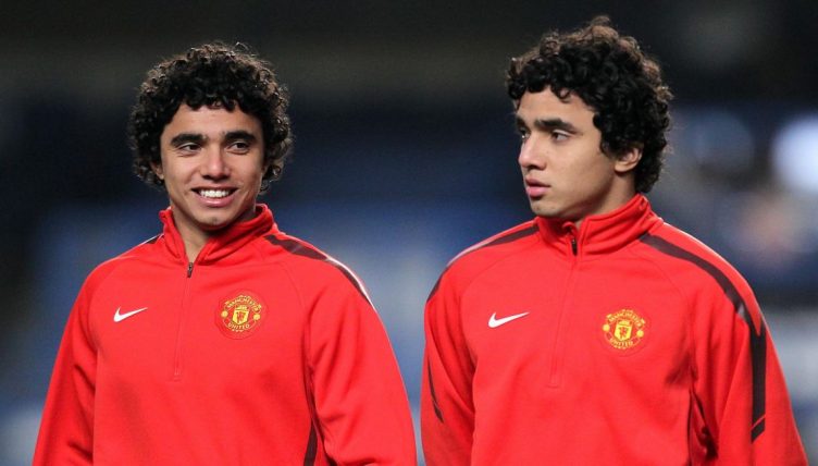 Fabio and Rafael da Silva before Manchester United's Premier League game against Chelsea at Stamford Bridge, London. 1 March 2011.