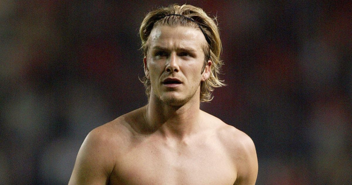 David Beckham during the UEFA Champions League match between Manchester United and Real Madrid at Old Trafford, Manchester, April 2003.