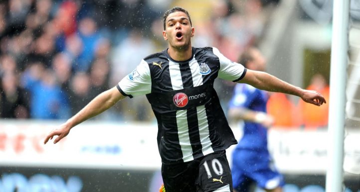 Hatem Ben Arfa celebrates scoring for Newcaslte United against Bolton Wanderers. St James Park, Newcastle, April 2012.