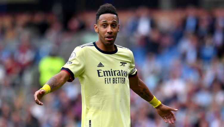 Pierre-Emerick Aubameyang playing for Arsenal against Burnley.