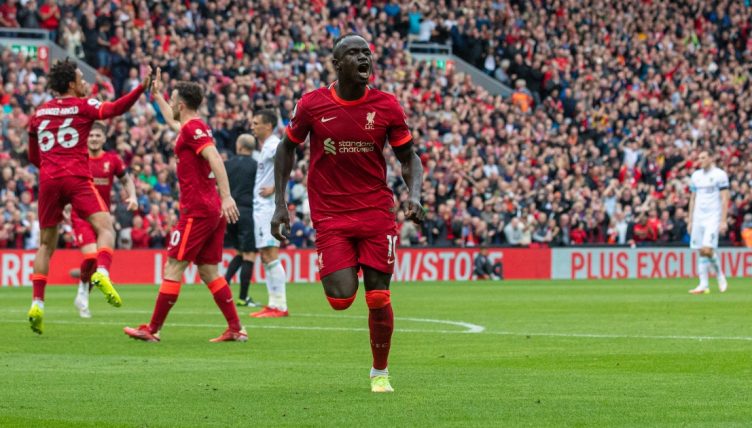Sadio Mane Celebrating Liverpool Anfield