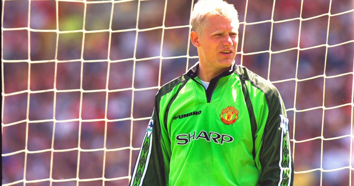 Peter Schmeichel during the 1998 Charity Shield match between Arsenal and Manchester United at Wembley Stadium, London, August 1998.
