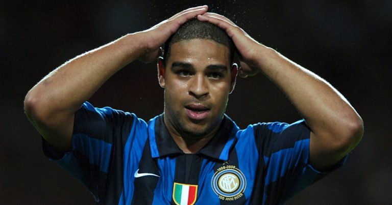 Inter Milan's Adriano playing in a friendly against Manchester United