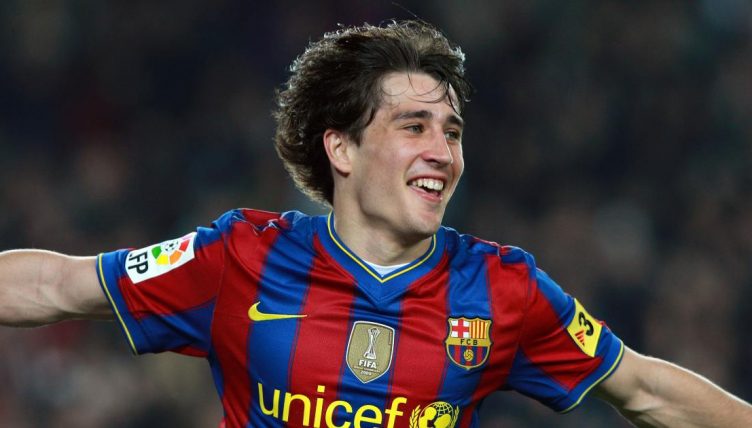 Bojan Krkic celebrates after scoring for Barcelona. Nou Camp. April 2010.