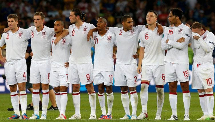 England players react to defeat against Italy in Olympic Stadium, Kyiv, June 2012.