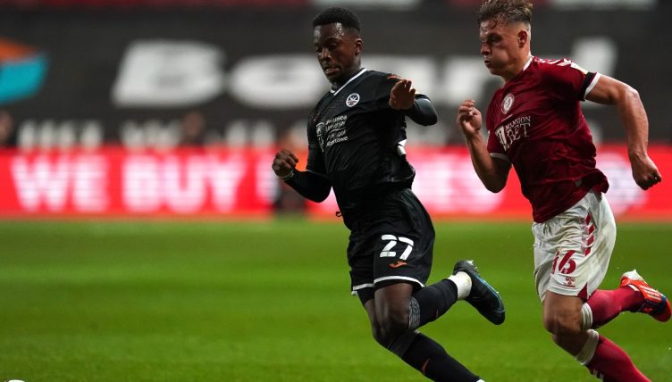 Ethan Laird in action for Swansea City.