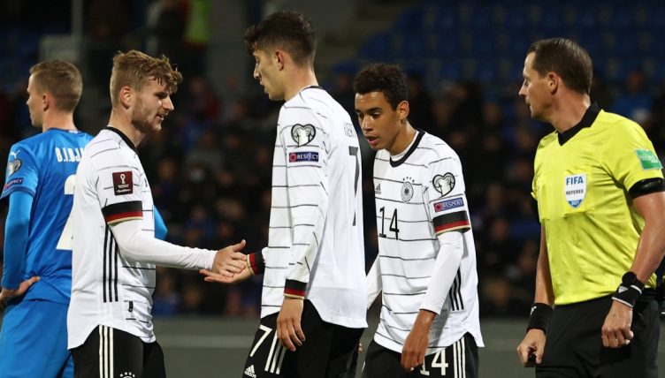 Timo Werner and Kai Havertz celebrate Germany goal
