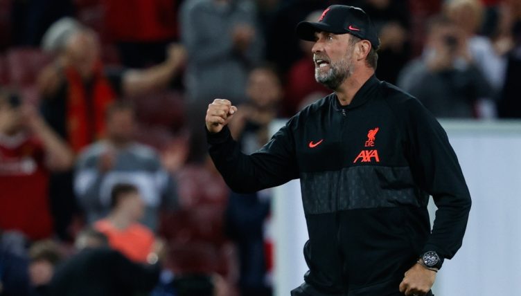 Jurgen Klopp celebrates after Liverpool Champions League victory against AC Milan.