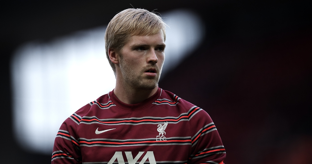 Liverpool's Caoimhin Kelleher warms up before pre-season friendly.