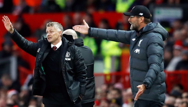 Liverpool manager Jurgen Klopp and Manchester United manager Ole Gunnar Solskjaer