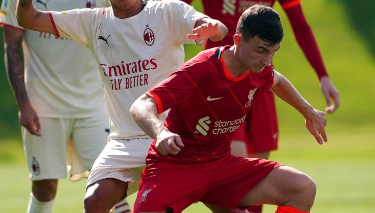 Liverpool's Mateusz Musialowski in action during the UEFA Youth League game against AC Milan