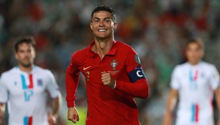 Portugal's Cristiano Ronaldo celebrates after scoring against Luxembourg.