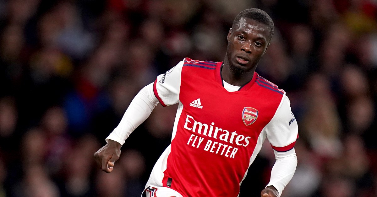 Nicolas Pepe playing for Arsenal v Crystal Palace. October 2021.