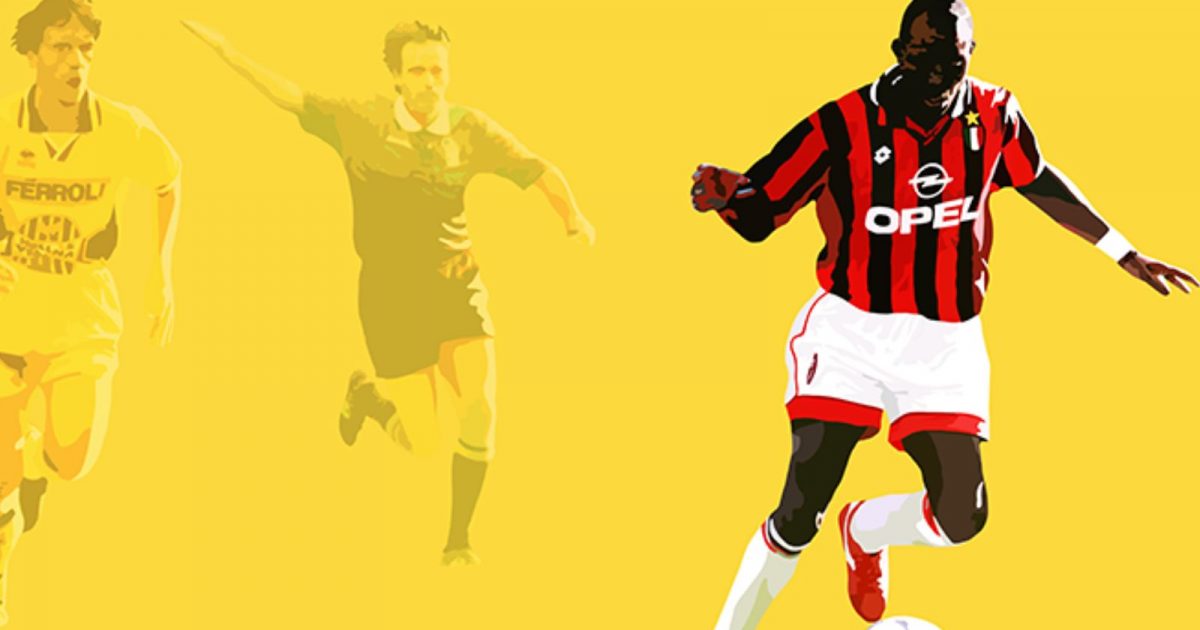 Illustration of George Weah scoring for AC Milan against Verona.