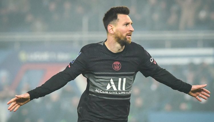 Messi celebrates first Ligue 1 goal