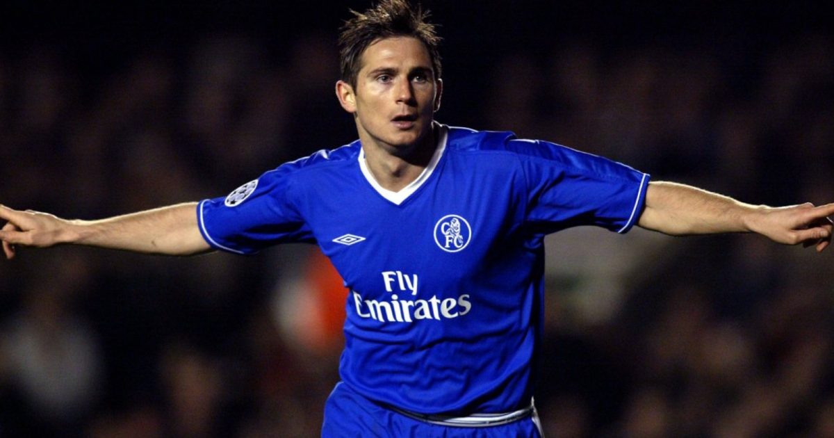 Chelsea's Frank Lampard celebrates his equalising goal against Arsenal in the Champions League quarter final. Highbury, April 2004.