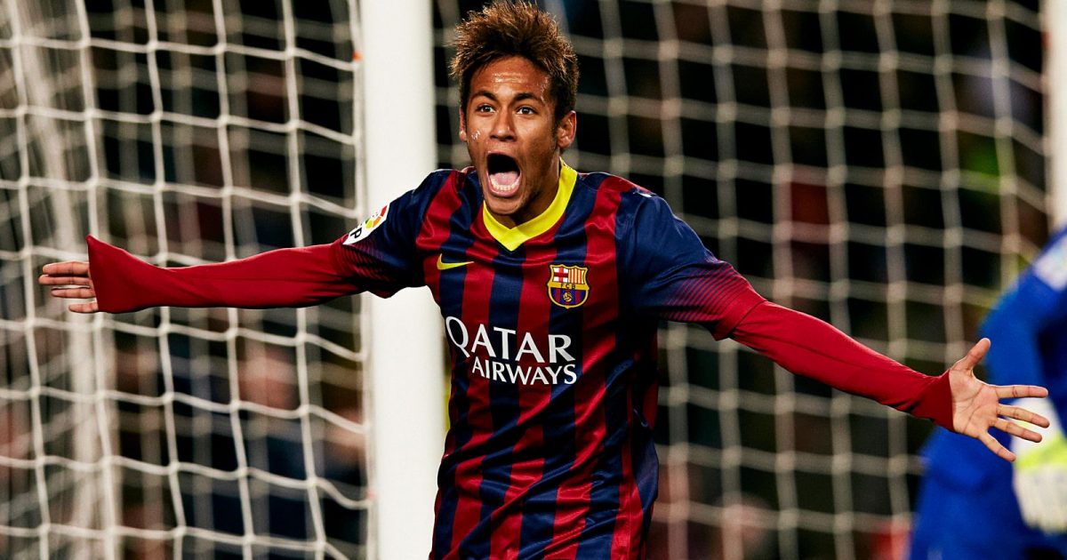 Neymar of FC Barcelona after scoring during the La Liga Game between FC Barcelona and Villarreal CF at Camp Nou Stadium, Barcelona. 14th Dec, 2013.