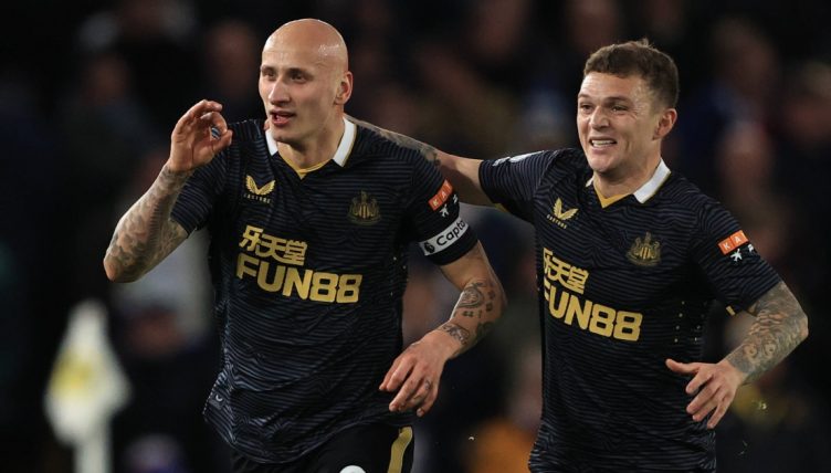 Newcastle's Jonjo Shelvey celebrates after scoring against Leeds at Elland Road. 22nd January 2022.