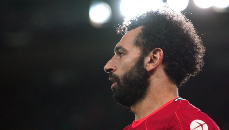 Salah under the flooodlights at Anfield