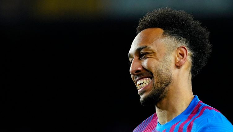 Pierre-Emerick Aubameyang of FC Barcelona during the La Liga match between FC Barcelona and Athletic Club played at Camp Nou Stadium on February 27, 2022 in Barcelona, Spain.