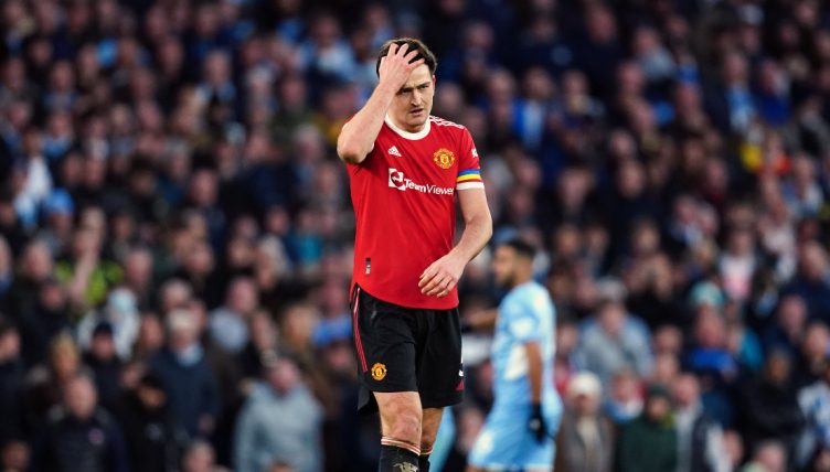 Harry Maguire during Manchester United's loss against Manchester City, Etihad Stadium, March 2022