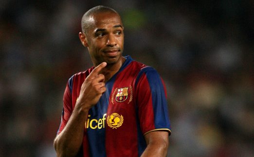 Barcelona v Olympique Lyonnais - Camp Nou Barcelona's Thierry Henry looks happy during against Olympique Lyonnais, Camp Nou, Barcelona, 19 September 2007