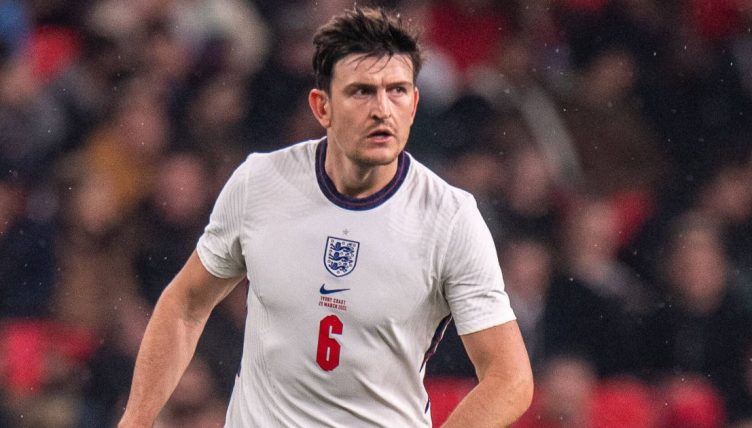 Harry Maguire playing for England against Ivory Coast at Wembley Stadium, London. March 29 2022.