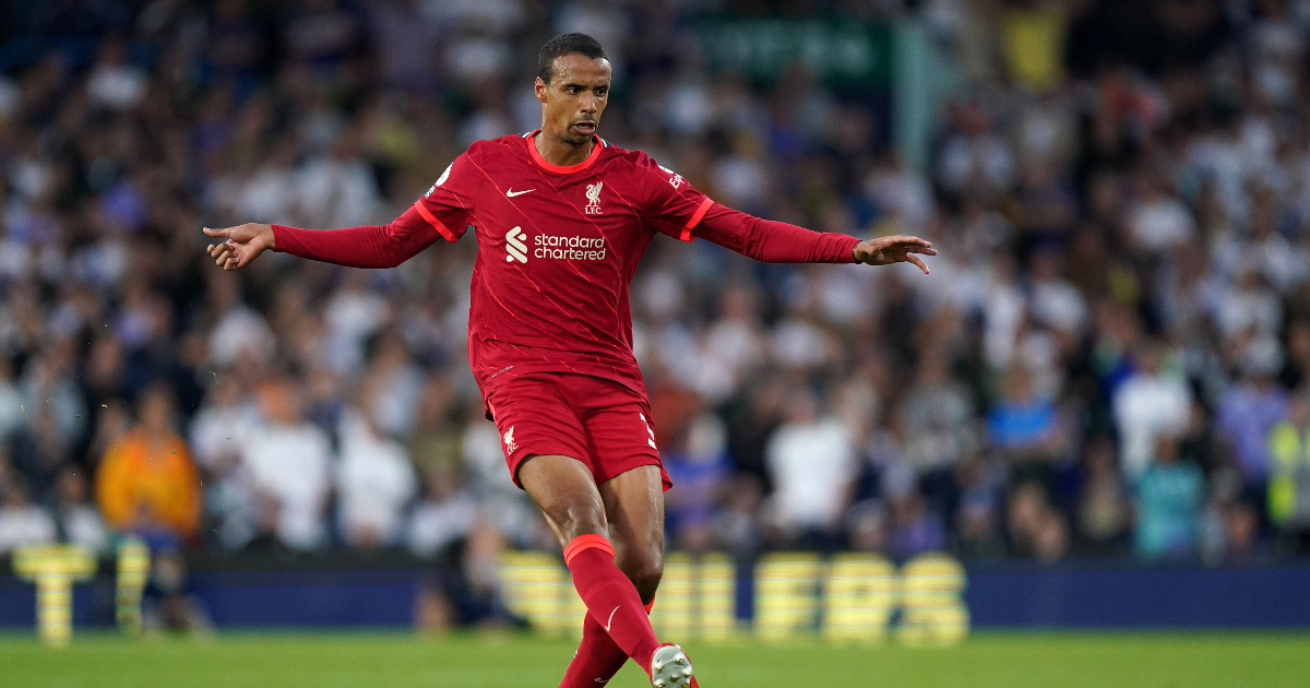 Joel Matip in action for Liverpool against Leeds, Elland Road