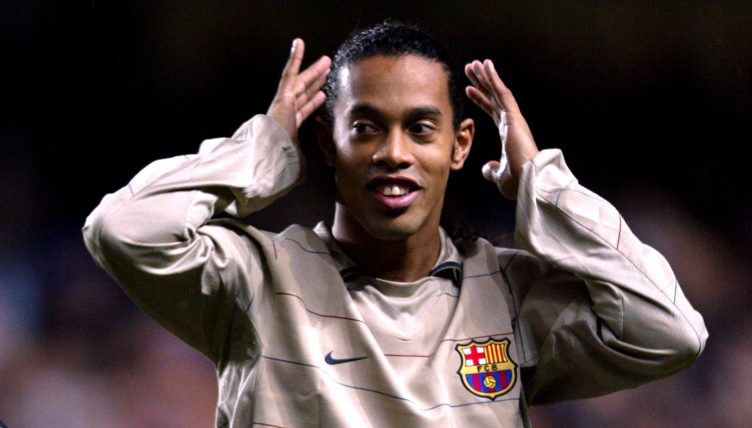 Ronaldinho looks on during the UEFA Champions League match between Chelsea and Barcelona at Stamford Bridge, London, March 2005.