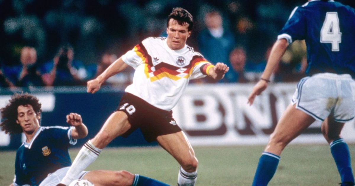 Lothar Matthaus for West Germany in the World Cup Final against Argentina in 1990, 8 July 1990, Olympic Stadum, Rome Italy.