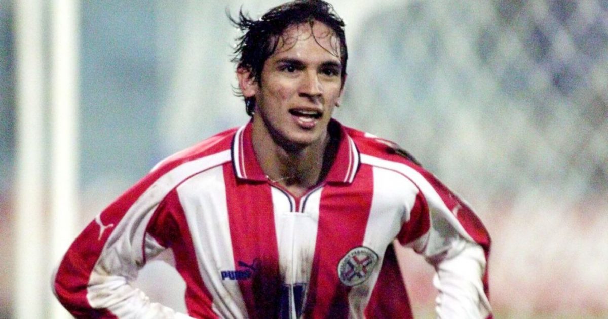 Paraguayan Roque Santa Cruz celebrates his match-winning goal against Peru in their third Copa America match. Paraguay won 1-0. Asuncion, Paraguay, July 5 1999.