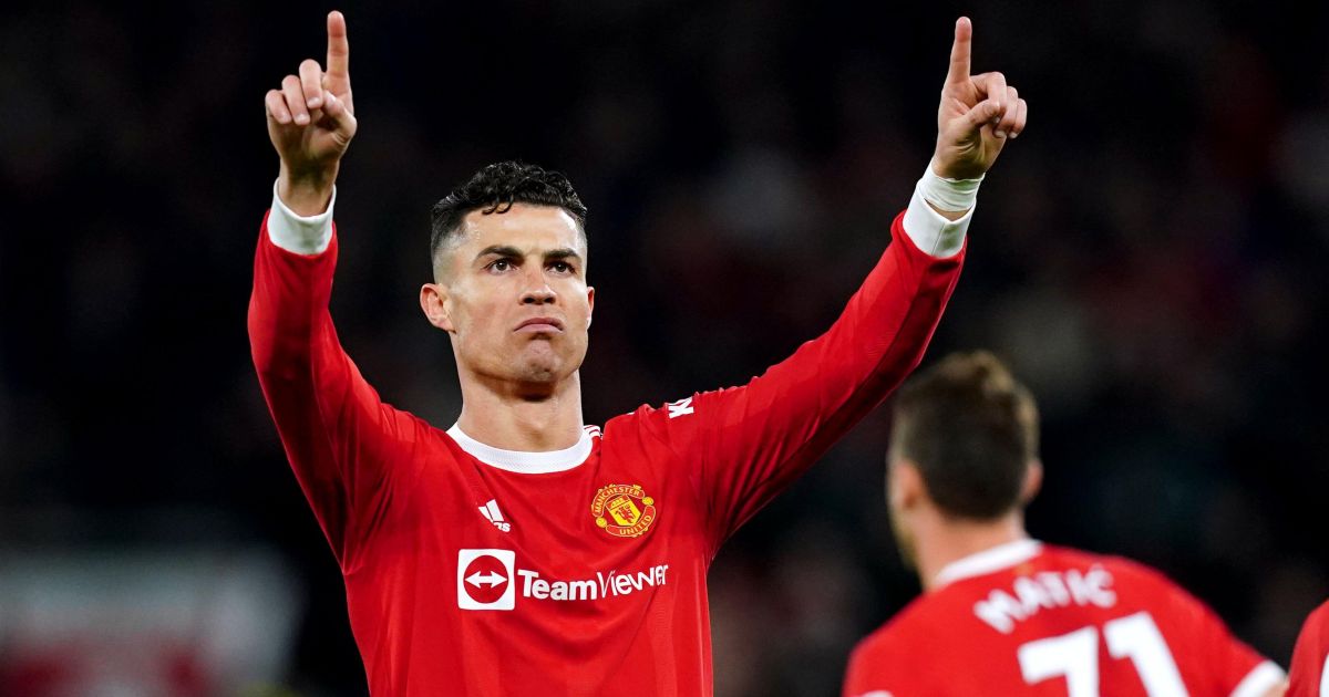 Manchester United's Cristiano Ronaldo celebrates scoring in the Premier League match against Chelsea at Old Trafford, Manchester. Thursday April 28, 2022.