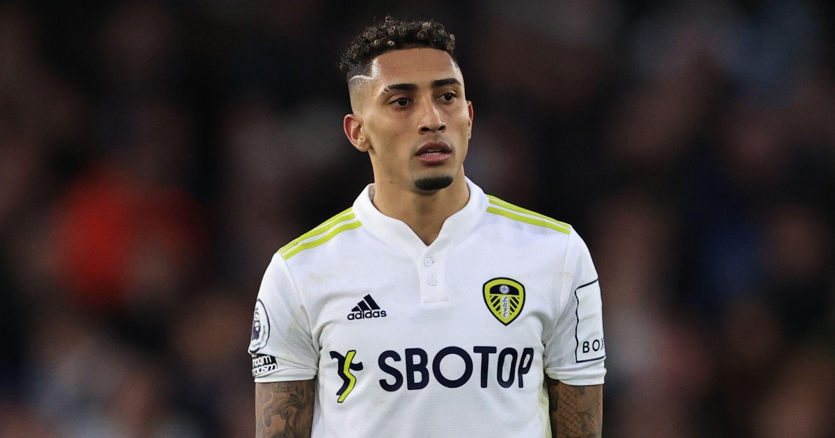 Leeds United's Raphinha playing in the Premier League. Elland Road