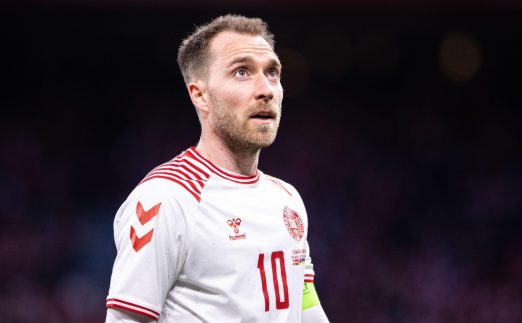 Christian Eriksen playing during the football friendly between Denmark and Serbia at Parken in Copenhagen. 29th March, 2022.