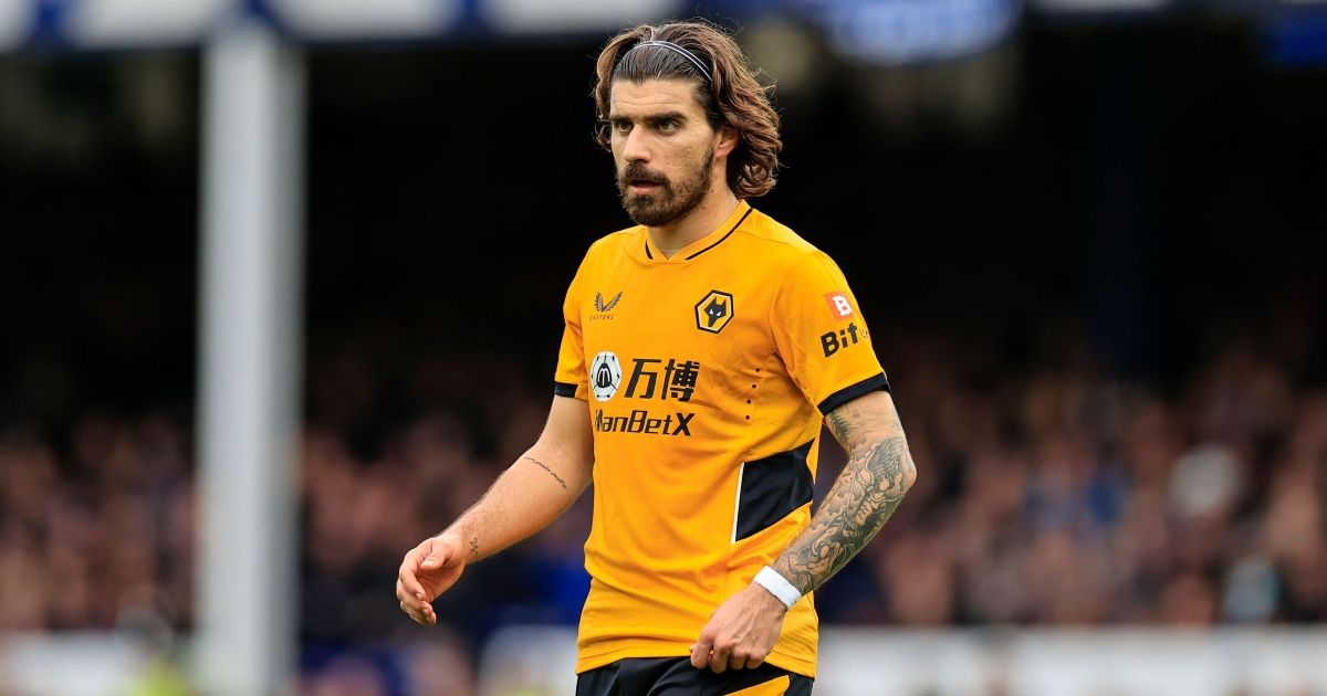 Wolverhampton Wanderers' Ruben Neves looks on during their victory over Everton at Goodison Park, Liverpool, March 2022.