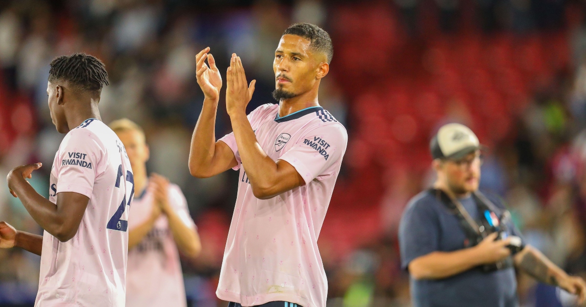 Watch: Arsenal’s William Saliba makes great tackle on Wilfried Zaha