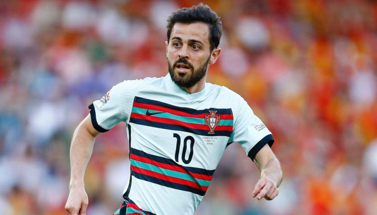 Bernardo Silva of Portugal during the UEFA Nations League match between Spain and Portugal played at Benito Villamarin Stadium on June 2, 2022 in Sevilla, Spain.