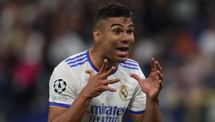 Casemiro of Real Madrid reacts during the UEFA Champions League final against Liverpool at Stade de France, Paris, France. 28th May, 2022.