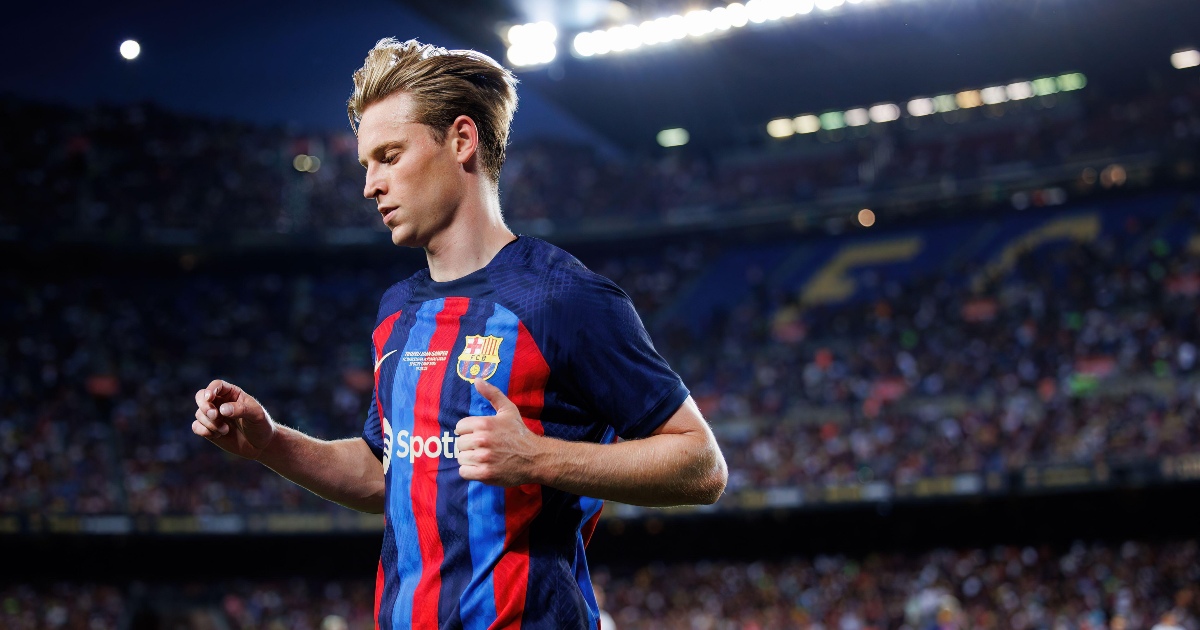 Frenkie De Jong in action during the Joan Gamper Throphy match between FC Barcelona and Pumas at the Camp Nou Stadium, Barcelona, August 7th 2022