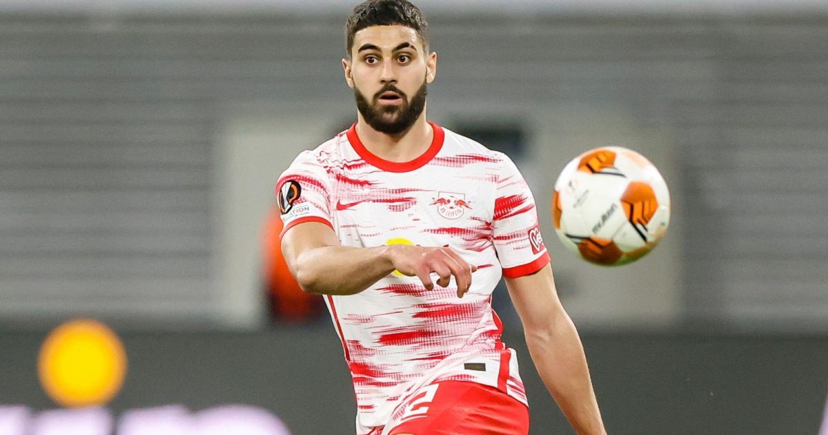Josko Gvardiol on the ball during the UEFA Europa League match between RB Leipzig and Rangers at Red Bull Arena, Leipzig, April 2022.