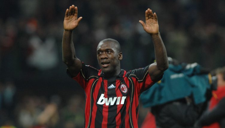 AC Milan midfielder Clarence Seedorf salutes the home fans after victory over Manchester United took them into the UEFA Champions League final. San Siro, Milan, Italy, May 2007.