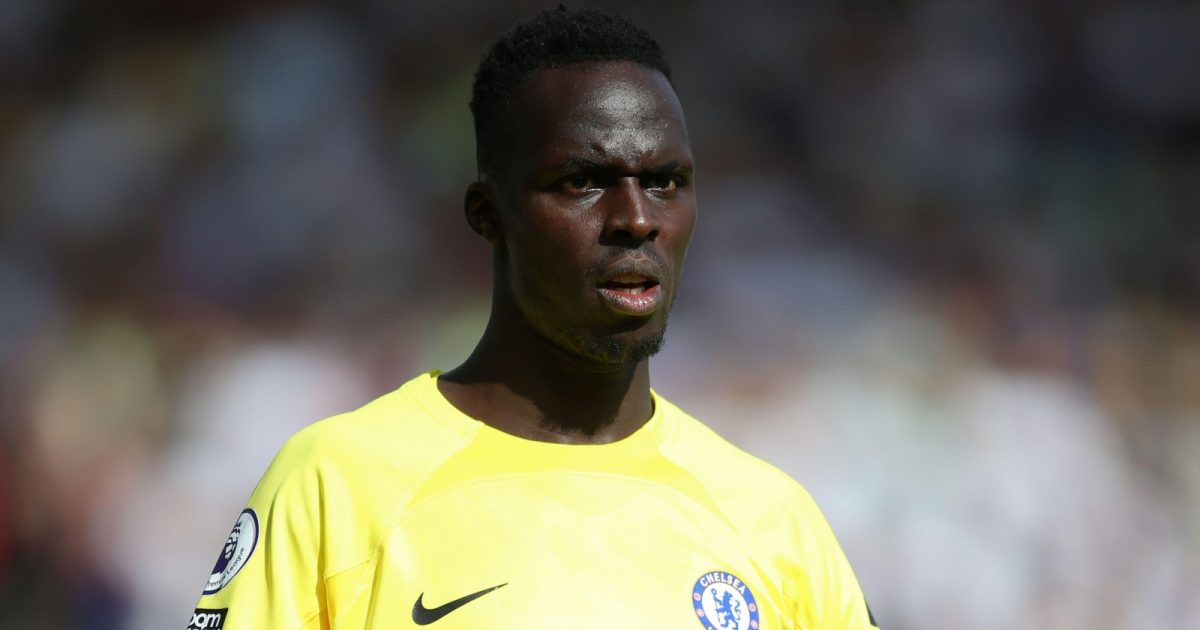 Edouard Mendy looks on during the Premier League match between Leeds United and Chelsea at Elland Road, Leeds, August 2022.