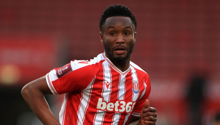 Stoke City's John Obi Mikel during the Emirates FA Cup third round match at the bet365 Stadium, Stoke. 9 January 2021.