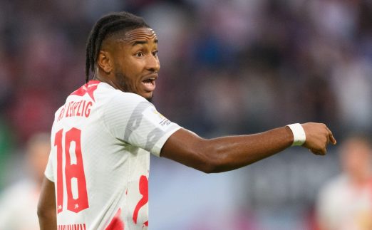 Christopher Nkunku during the German Super Cup between RB Leipzig and Bayern Munich at Red Bull Arena, Leipzig, July 2022.