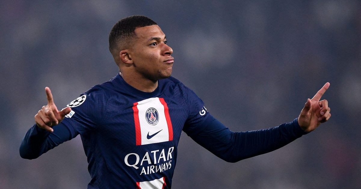 PSG's Kylian Mbappe celebrates scoring against Juventus in their UEFA Champions League match at Allianz Stadium, Turin, Italy, November 2022.