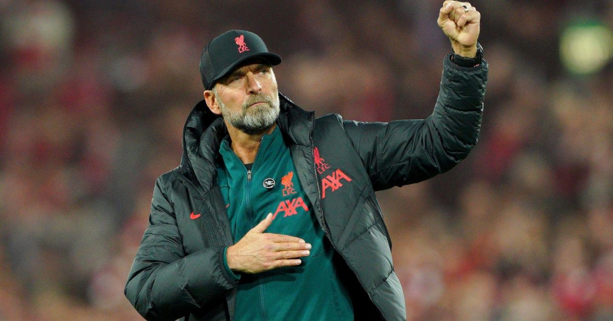 Jurgen Klopp celebrates after the Premier League match between Liverpool and Manchester City at Anfield, Liverpool, October 2022.