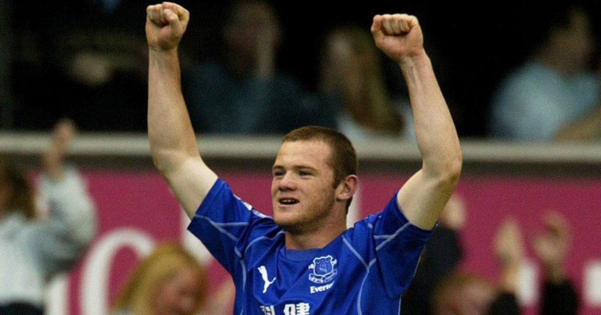 Everton's Wayne Rooney celebrates after his winning goal against Arsenal in their Premier League match at Goodison Park, Liverpool, October 2002.
