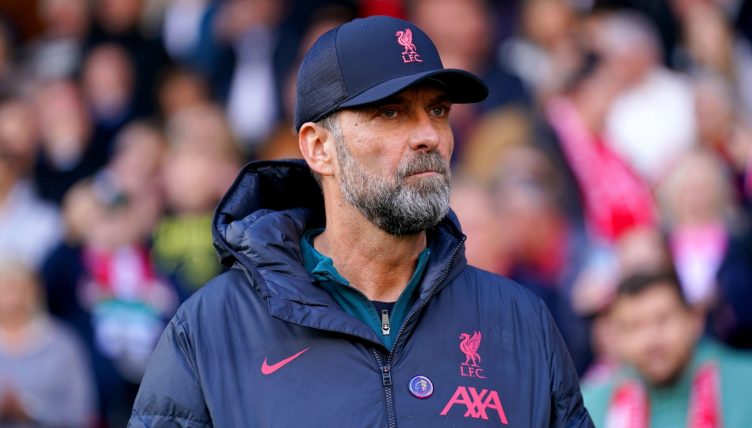 Liverpool manager Jurgen Klopp looks furious during his side's Premier League defeat against Nottingham Forest at City Ground, Nottingham, October 2022.